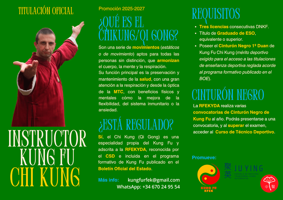 Información titulación oficial curso Qi gong